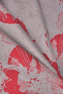 HLD C 722 DEKORAČNÍ LÁTKA červeno-šedá, květy š.290cm